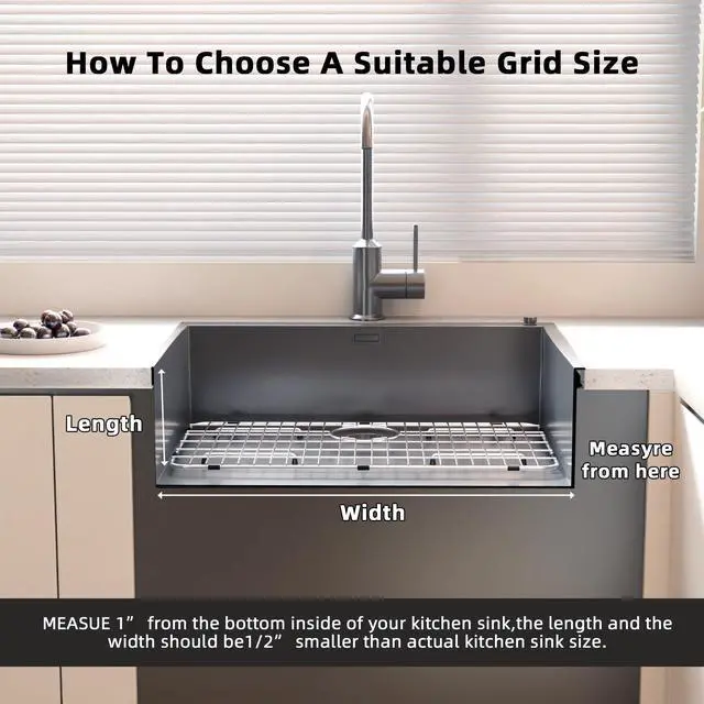 Alt view image 7 of 7 - Sink Protector Grid 26-1/16" x 14-1/16", Centered Drain with Corner Radius 3-1/2" for Kitchen Sink Centered Drain with Corner Radius, 304 Stainless Steel Material