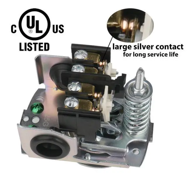 Alt view image 3 of 7 - Water Pressure Switch for Well Pump 40-60psi Water Pump Pressure Switch | Auto Electrical Control Adjustable Differential,1/4 Female NPT,Certicated UL,1PC-Grey
