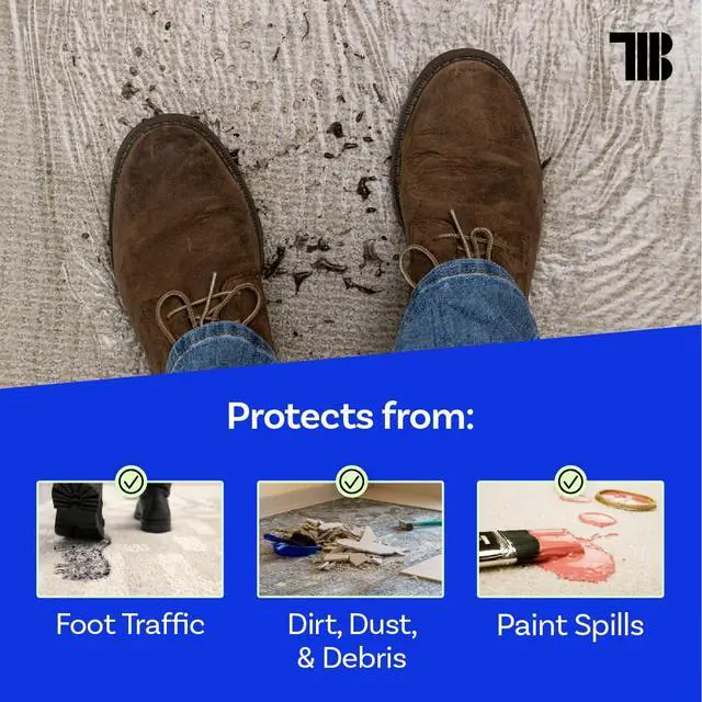 Alt view image 3 of 7 - Carpet Protection Film 36" x 200' roll, Self Adhesive Plastic Carpet Protector Film with Clean Removal & Easy Unwind, Durable Protection Tape to Shield Your Surface from Dirt and Spills