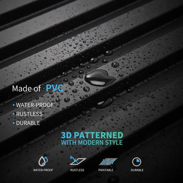 Alt view image 6 of 7 - 3D Fluted Textured Slat Wall Panels, 19.7 x 19.7 in, 12-Pack, Black | PVC, Waterproof, Scratch Proof, Wipeable, Break-Proof, Ideal for Home, Office and Commercial Spaces