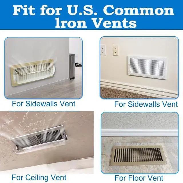 Alt view image 7 of 7 - Heating & Air Vent Deflector for Vents, Sidewall, Ceiling, Floor Registers - Adjust Between 9"-14", Magnetic Vent Covers for Air Conditioning, Heat, AC, Floor, Under Furniture (2 Pack Clear)