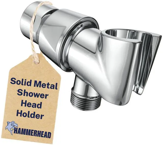 Main image of ® Solid Metal Handheld Shower Head Holder - Chrome - Adjustable Shower Wand Holder with Wall Hook Bracket and Pivot Ball - Hand Held Shower Head Holder - Shower Hose Holder
