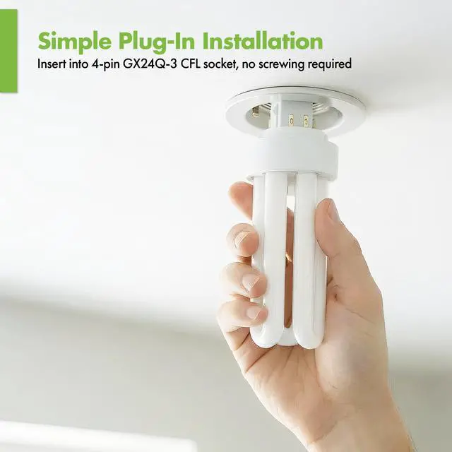 Alt view image 5 of 7 - 26W Triple Tube Compact Fluorescent Light Bulb, 4 Pack | GX24Q-3 4-Pin Plug-In Base, 4100K Cool White, T4, K20788, PL26W/3U/4P/841