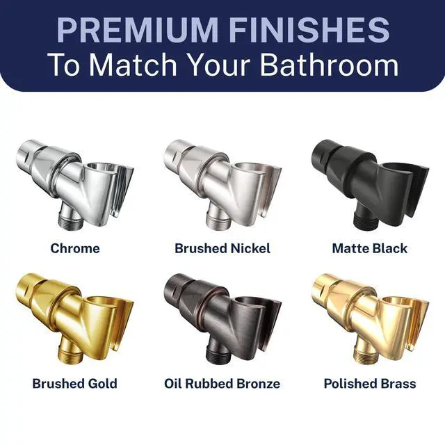 Alt view image 7 of 7 - ® Solid Metal Handheld Shower Head Holder - Chrome - Adjustable Shower Wand Holder with Wall Hook Bracket and Pivot Ball - Hand Held Shower Head Holder - Shower Hose Holder