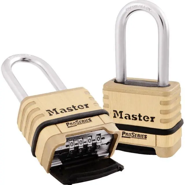 Main image of ProSeries Combination Padlock Commercial Grade Brass Lock 1177D | Heavy-Duty, Commercial-Grade Security Lock, Resettable Combination Padlock for Construction Sites, Gates, Tools