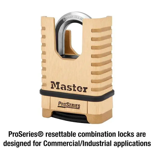 Alt view image 2 of 7 - ProSeries Combination Padlock Commercial Grade Brass Lock 1177D | Heavy-Duty, Commercial-Grade Security Lock, Resettable Combination Padlock for Construction Sites, Gates, Tools