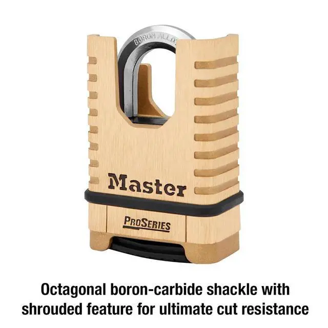 Alt view image 6 of 7 - ProSeries Combination Padlock Commercial Grade Brass Lock 1177D | Heavy-Duty, Commercial-Grade Security Lock, Resettable Combination Padlock for Construction Sites, Gates, Tools