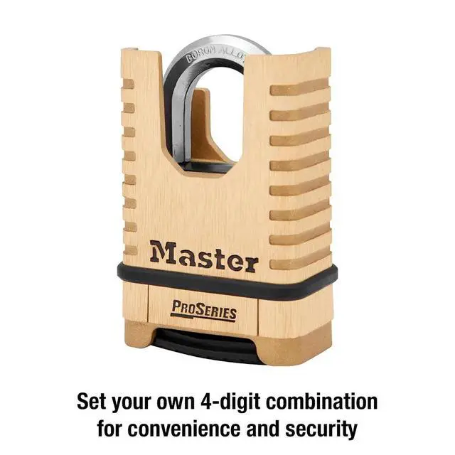 Alt view image 5 of 7 - ProSeries Combination Padlock Commercial Grade Brass Lock 1177D | Heavy-Duty, Commercial-Grade Security Lock, Resettable Combination Padlock for Construction Sites, Gates, Tools