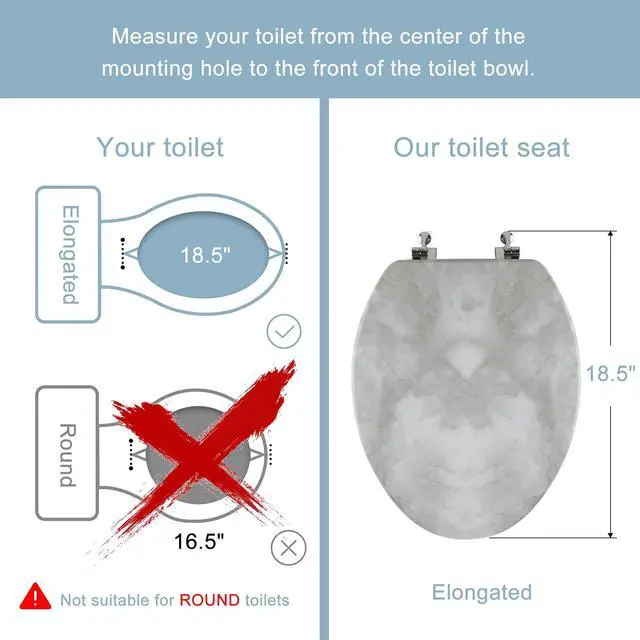 Alt view image 3 of 7 - Elongated Marble Toilet Seat with Zinc Alloy Hinges, Easy to Install and Clean, Anti-pinch (Gray)