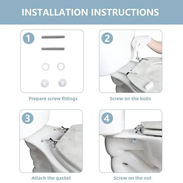 Alt view image 6 of 7 - Elongated Marble Toilet Seat with Zinc Alloy Hinges, Easy to Install and Clean, Anti-pinch (Gray)
