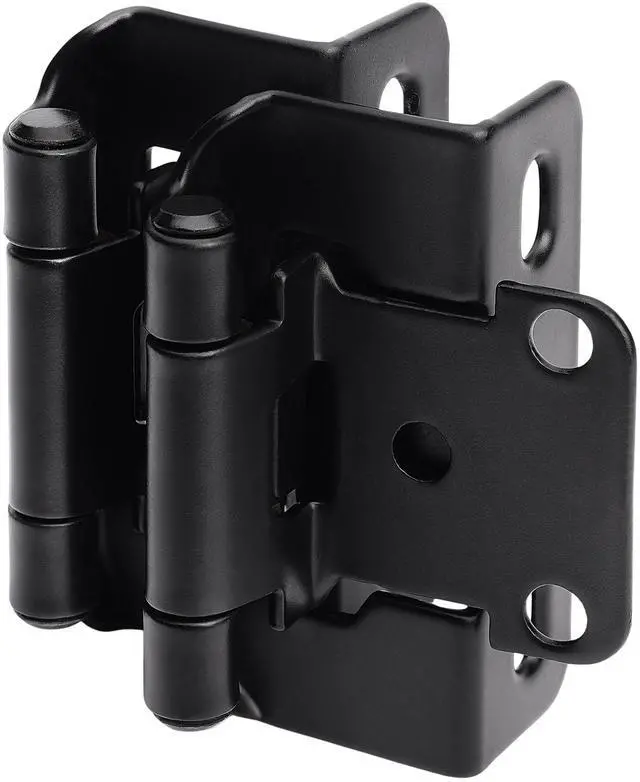 Main image of 50 Pack 1/2" Overlay Black Cabinet Hinges for Cabint Doors (25 Pairs) Self-Closing Partial Wrap Semi-Concealed Face Frame Hinge for Cupboard & Kitchen Doors w/Screws & Quiet Bumpers