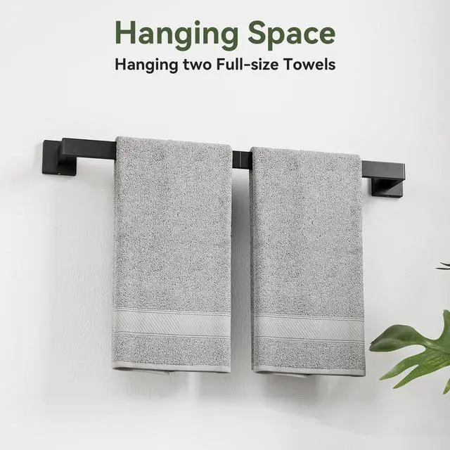 Alt view image 4 of 7 - 10-Pieces Matte Black Bathroom Accessories, 24 Inch Bathroom Hardware Set | SUS304 Stainless Steel Bath Towel Bar Set, Towel Racks for Bathroom Wall Mounted