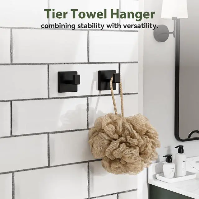 Alt view image 7 of 7 - 10-Pieces Matte Black Bathroom Accessories, 24 Inch Bathroom Hardware Set | SUS304 Stainless Steel Bath Towel Bar Set, Towel Racks for Bathroom Wall Mounted