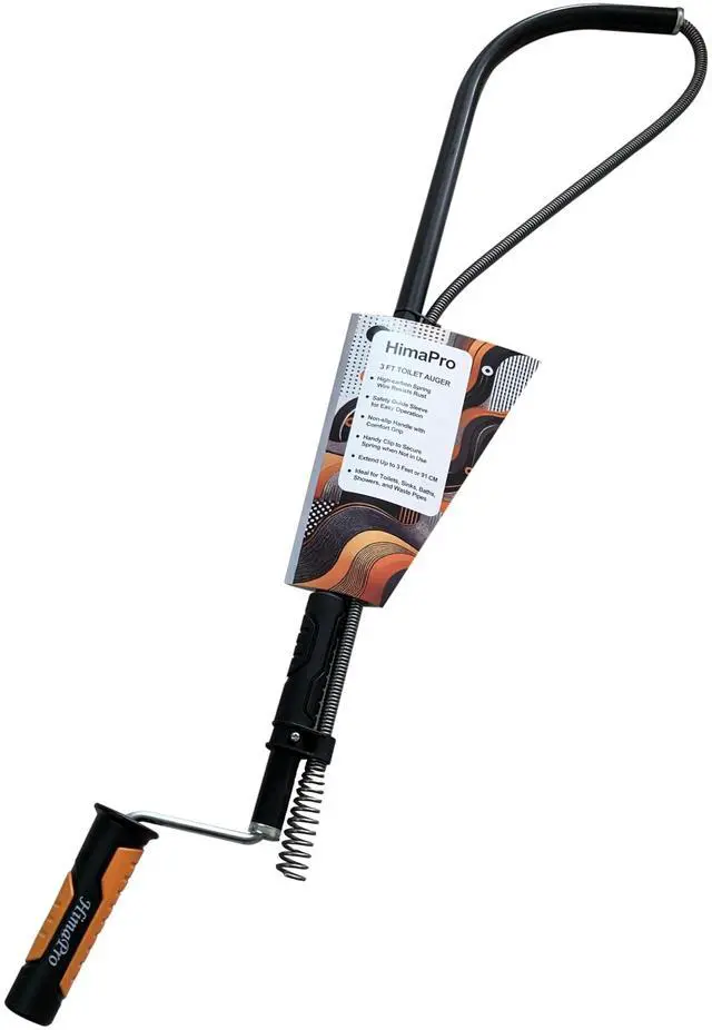 Main image of Professional Toilet Auger/Closet Auger, 3 Feet Pipe Snake | Rust-Resistant High-Carbon Spring Wire, Scratch-Free Vinyl Sleeve, Ergonomic Non-Slip Handle
