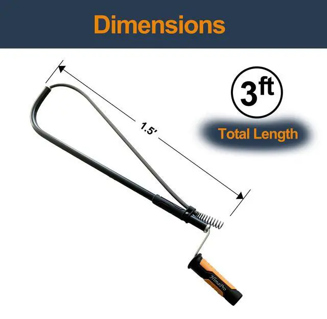 Alt view image 3 of 7 - Professional Toilet Auger/Closet Auger, 3 Feet Pipe Snake | Rust-Resistant High-Carbon Spring Wire, Scratch-Free Vinyl Sleeve, Ergonomic Non-Slip Handle