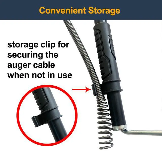 Alt view image 6 of 7 - Professional Toilet Auger/Closet Auger, 3 Feet Pipe Snake | Rust-Resistant High-Carbon Spring Wire, Scratch-Free Vinyl Sleeve, Ergonomic Non-Slip Handle