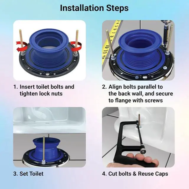Alt view image 4 of 7 - One N Done Toilet Flange Repair Kit - Toilet Kit For Low or Broken Toilet Flange. Toilet Wax Ring Replacement Kit W/Toilet Flange Extender Kit. No Wax Ring For Toilet Bowl Or Toilet Seal Required (1)