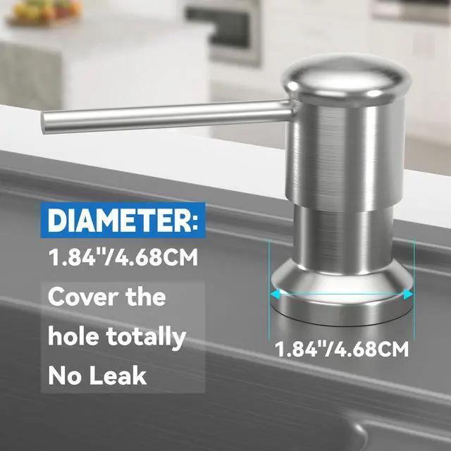 Alt view image 2 of 7 - Dish Soap Dispenser, Kitchen Sink Soap Dispenser Pump with 17 OZ Bottle, Refill from The Top, Wide Pump Head Base (Brushed Nickel)