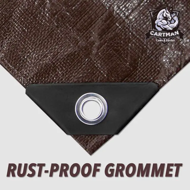 Alt view image 4 of 7 - 8x10Ft Industrial Waterproof Poly Tarp Cover 20 Mil, Brown | Ultra-thick rugged tarp; built for industrial equipment, farm storage and prolonged all-weather outdoor coverage