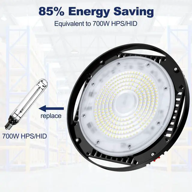 Alt view image 7 of 7 - 160W UFO LED High Bay Light, Aluminum LED Shop Lights with 24000LM, 5000K Commercial Bay Lighting for Warehouse Garage Workshop Factory, 6' Cable & Safety Rope, ETL Listed 1 Pack
