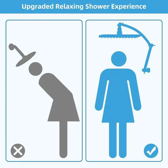 Alt view image 5 of 7 - All Metal 16'' Shower Head Extension Arm, Chrome | Solid Brass Adjustable Shower Arm with Lock Joint, Flexible Height & Angle, Universal Connection Shower Head Extender