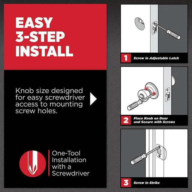 Alt view image 2 of 7 - Hancock Entry Door Knob with Lock and Key, Secure Keyed Handle Exterior, Front Entrance and Bedroom, Venetian Bronze, Pick Resistant SmartKey Rekey Security and Microban