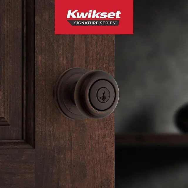 Alt view image 4 of 7 - Hancock Entry Door Knob with Lock and Key, Secure Keyed Handle Exterior, Front Entrance and Bedroom, Venetian Bronze, Pick Resistant SmartKey Rekey Security and Microban