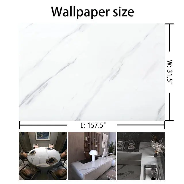 Alt view image 7 of 7 - Extra Wide Marble Granite Peel and Stick Wallpaper Ivory White | 31.5x157inch Light Countertop Contact Paper for Kitchen Bathroom Self-Adhesive Waterproof Marble Wall Paper Roll Vinyl Wrap