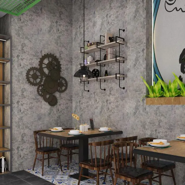 Alt view image 4 of 7 - Concrete Wallpaper Peel and Stick Grey Cement Contact Paper Industrial Style Self Adhesive Waterproof Removable Decorative Wall Covering Vinyl Film Furniture Stickers for Floor Wall Cabinets