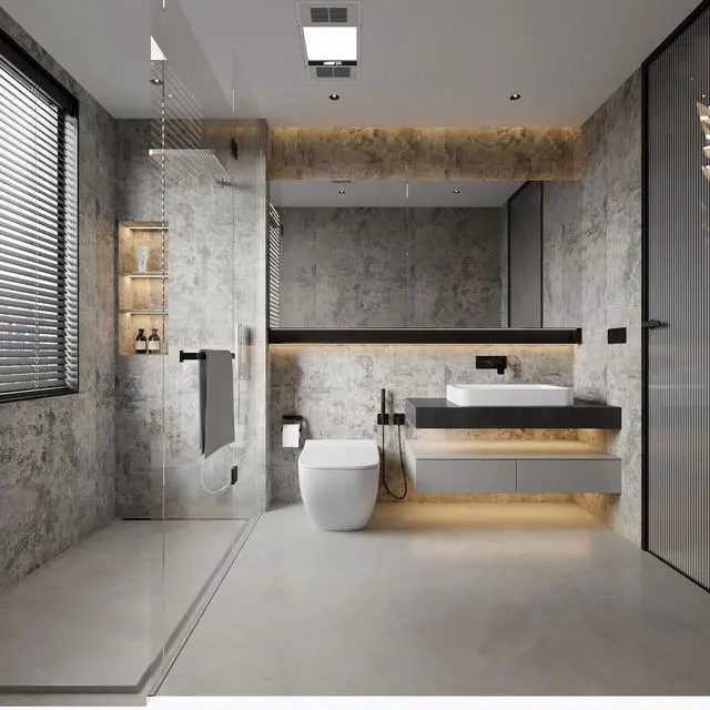 Alt view image 6 of 7 - Concrete Wallpaper Peel and Stick Grey Cement Contact Paper Industrial Style Self Adhesive Waterproof Removable Decorative Wall Covering Vinyl Film Furniture Stickers for Floor Wall Cabinets
