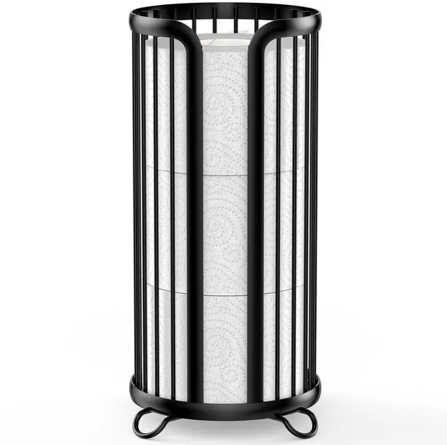 Main image of Toilet Paper Holder Stand, Freestanding Toilet Paper Storage,Black | Waterproof Raised Feet,Rustproof,Fit 3 Mega Rolls,No Drilling No Assemble,Minimalistic Storage,Space-saving Renter Friendly