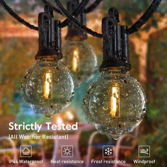 Alt view image 4 of 6 - Outdoor String Lights, 35FT with 30 Bulbs, Waterproof Connectable | Patio Lights with Shatterproof G40 Replaceable Bulbs, Plug-In Outside Hanging Light for Backyard Bistro Porch Party Decor