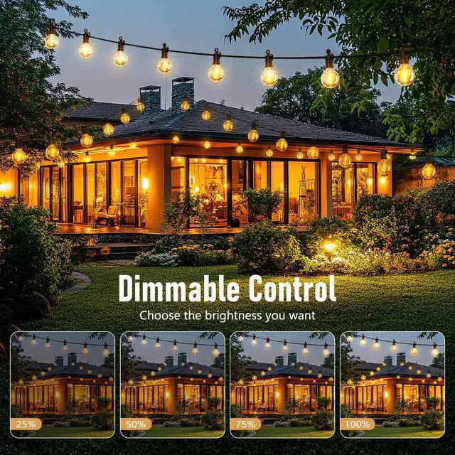Alt view image 3 of 6 - Outdoor String Lights, 35FT with 30 Bulbs, Waterproof Connectable | Patio Lights with Shatterproof G40 Replaceable Bulbs, Plug-In Outside Hanging Light for Backyard Bistro Porch Party Decor