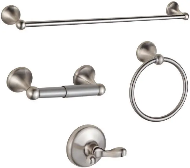 Main image of Bathroom Accessory Set, Brushed Nickel Adjustable Expandable Towel Bar 4-Piece Bathroom Hardware Set Wall Mounted