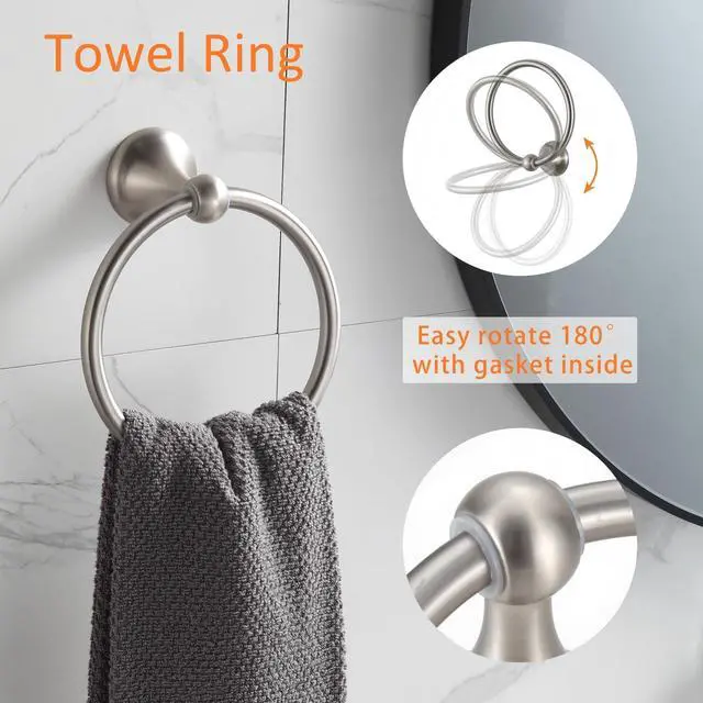 Alt view image 4 of 7 - Bathroom Accessory Set, Brushed Nickel Adjustable Expandable Towel Bar 4-Piece Bathroom Hardware Set Wall Mounted