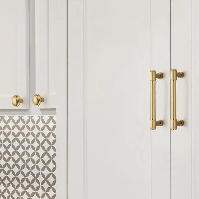 Alt view image 5 of 7 - 10 Pack 5 Inch Brushed Gold Cabinet Pulls Satin Brass Drawer Pulls Kitchen Cabinet Hardware Kitchen Handles for Cabinets Cupboard Handles Drawer Handles