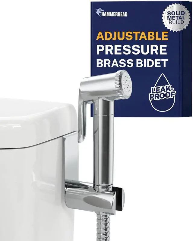 Main image of Solid Metal Adjustable Pressure Handheld Bidet Sprayer for Toilet, Handheld Bidet Attachment with 47-Inch Hose and Leak-Proof T-Valve, Jet Spray for Toilet, Muslim Shower, Chrome
