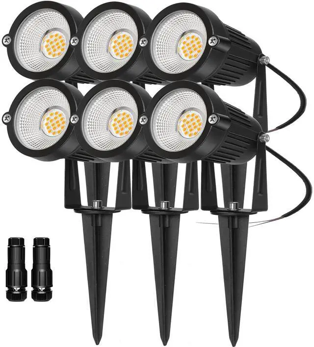 Main image of Low Voltage Landscape Lights Outdoor: 7W 700LM LED Landscape Lighting with Connectors for Tree Garden Yard Pathway | 12V 24V Warm White 2700K Spotlights | IP65 Waterproof | 6 Pack