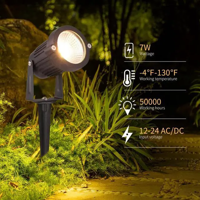Alt view image 2 of 7 - Low Voltage Landscape Lights Outdoor: 7W 700LM LED Landscape Lighting with Connectors for Tree Garden Yard Pathway | 12V 24V Warm White 2700K Spotlights | IP65 Waterproof | 6 Pack