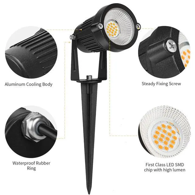 Alt view image 4 of 7 - Low Voltage Landscape Lights Outdoor: 7W 700LM LED Landscape Lighting with Connectors for Tree Garden Yard Pathway | 12V 24V Warm White 2700K Spotlights | IP65 Waterproof | 6 Pack