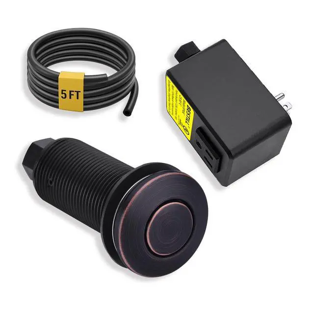 Main image of Garbage Disposal Air Switch Kit-UL Listed, Cordless Sink Top Switch Button for Waste Disposer, 3.6" Long Push Button with Brass Cover, Oil Rubbed Bronze, Compatible with all Garbage Disposals