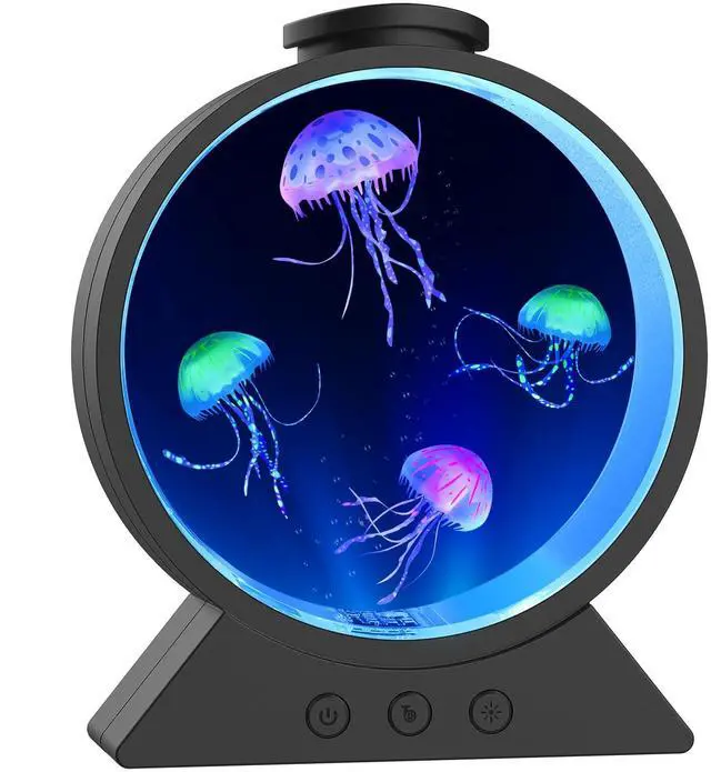 Main image of Jellyfish Lamp for Sleep Anxiety Calming Night Light for Bedroom(Black) | Whisper-Quiet Sensory | 7 Soft Color Modes | Adjustable Water Flow | 8H Auto-Off Timer | Rounded Tank Lamp Gift for All Ages