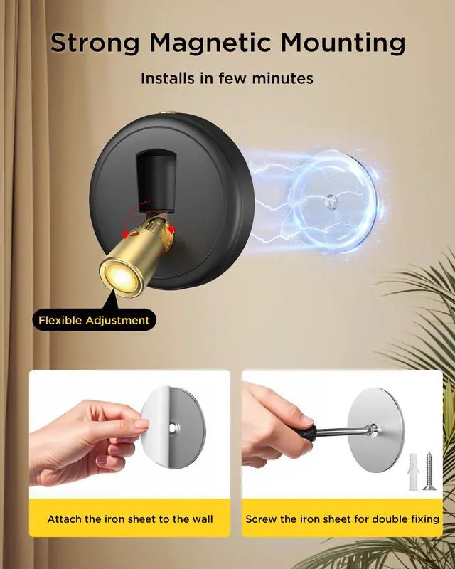 Alt view image 4 of 7 - Rechargeable Battery LED Spotlight Indoor: Wireless Mini Art Accent Spot Lights with Timer Remote - Small Dimmable Uplight for Plants Display Painting Dartboard Artwork Portrait Closet