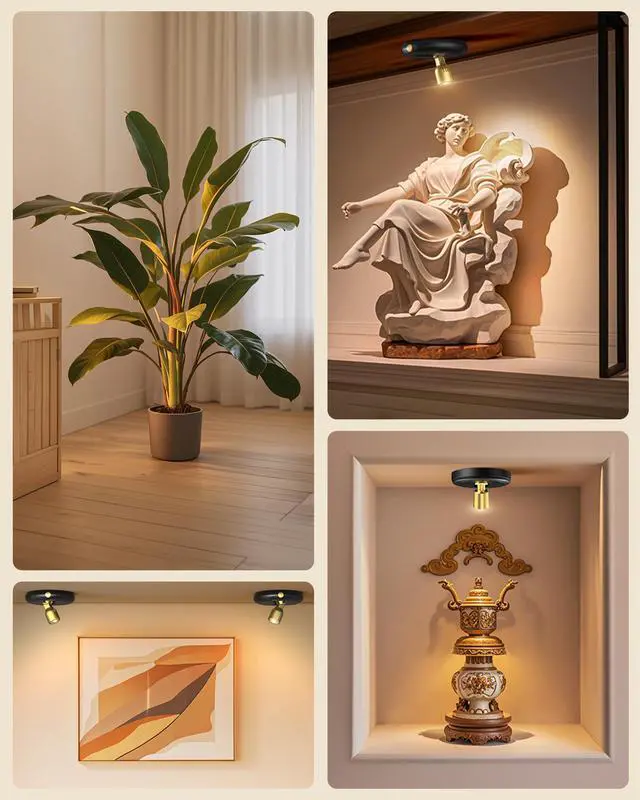 Alt view image 7 of 7 - Rechargeable Battery LED Spotlight Indoor: Wireless Mini Art Accent Spot Lights with Timer Remote - Small Dimmable Uplight for Plants Display Painting Dartboard Artwork Portrait Closet