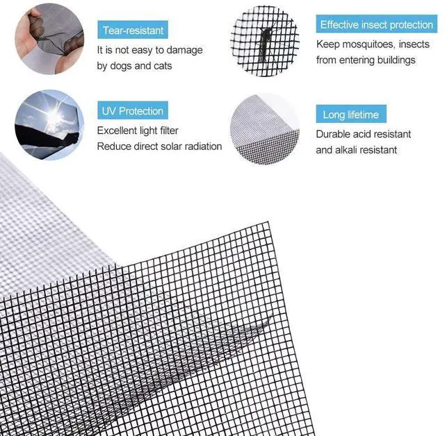 Alt view image 3 of 7 - Fiberglass Screen Roll High Visibility and Durable Screen Easy to DIY Repair or Rescreen Window and Door Screen