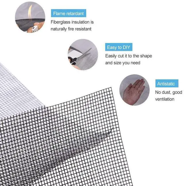 Alt view image 4 of 7 - Fiberglass Screen Roll High Visibility and Durable Screen Easy to DIY Repair or Rescreen Window and Door Screen