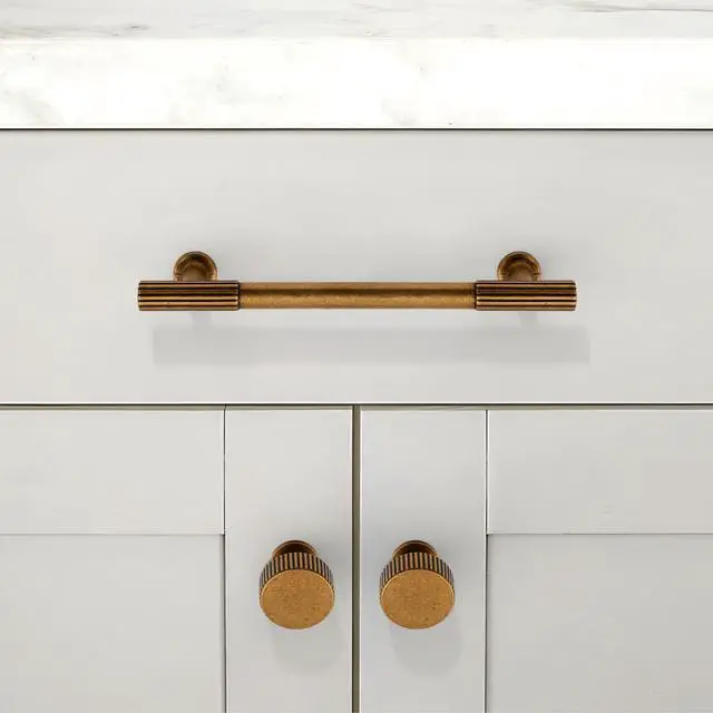 Alt view image 3 of 6 - 10 Pack Antique Brass Cabinet Knobs 1-1/10 Inch(28mm) Single Hole Cabinet Pulls Round Kitchen Cabinet Knobs Drawer Knobs