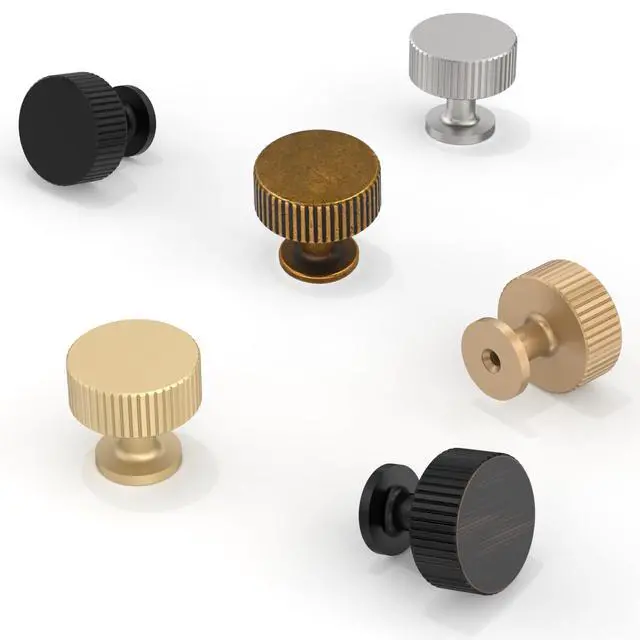Alt view image 6 of 6 - 10 Pack Antique Brass Cabinet Knobs 1-1/10 Inch(28mm) Single Hole Cabinet Pulls Round Kitchen Cabinet Knobs Drawer Knobs