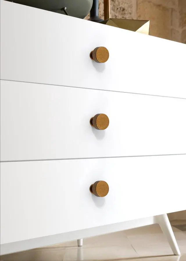 Alt view image 5 of 6 - 10 Pack Antique Brass Cabinet Knobs 1-1/10 Inch(28mm) Single Hole Cabinet Pulls Round Kitchen Cabinet Knobs Drawer Knobs