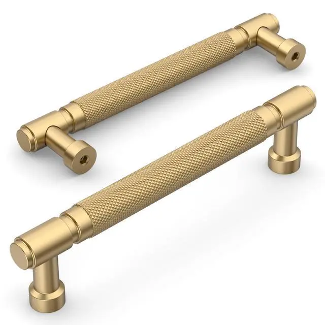 Alt view image 2 of 7 - 10 Pack Champagne Bronze knurled Cabinet Pulls 5 Inch(128mm) Hole Center Drawer Pulls Cabinet Hardware Kitchen Cabinet Handles for Bathroom ZH0072